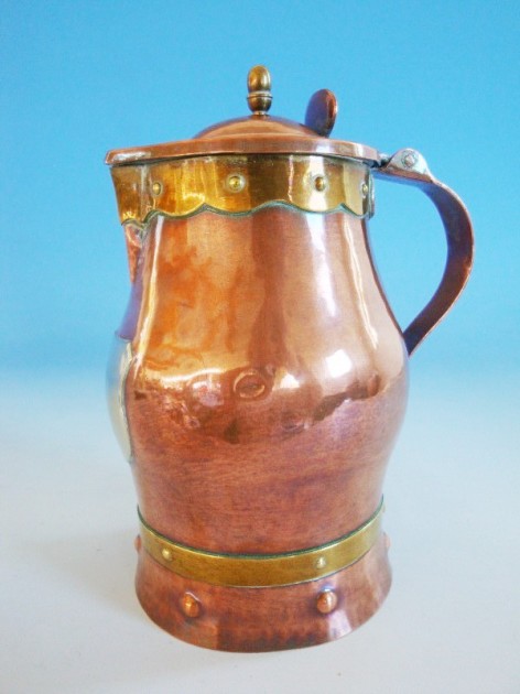 SOS - BOHEMIAN JUG -  8.8 INCHES -   2-0211 - Biedermeier Kupferkanne dat. 1849