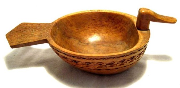 SOS - RDY - KASA  - NORWEGIAN DRIMKING BOWL CHIPPED CARVED  CA,LLED AS BEING 100 YEARS OLD   RBAY SELLER