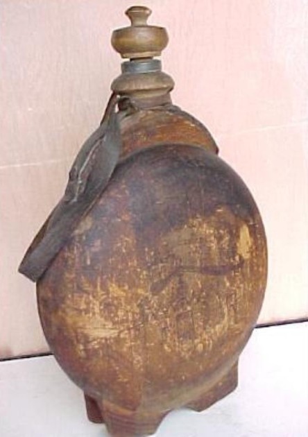 SOS - TABLE FLASK - 1921 ANTIQUE TREEN WOODEN FLASK BOTTLE