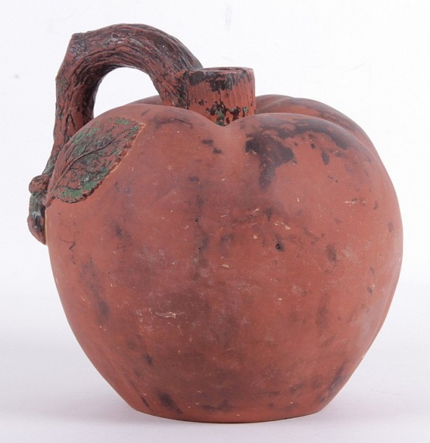 An Apple Form Redware Cider Jug