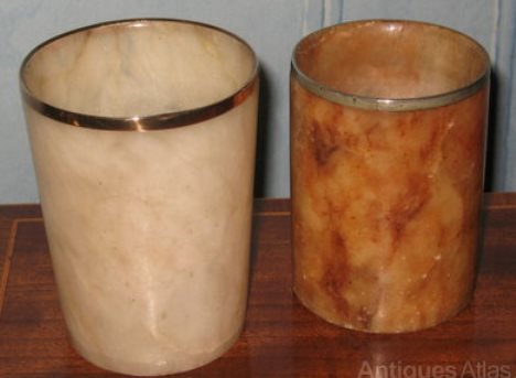 CR- Alabaster    BEAKERS  -Two unusual Victorian