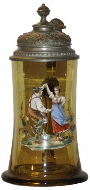 CR- Dancing Couple Amber Glass Stein