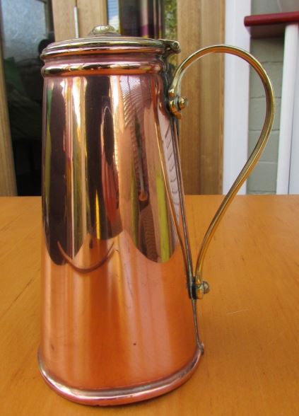 CR- BENSON, COPPER TANKARD WITH BRASS LID & HANDLE   ENGLISH  NICE