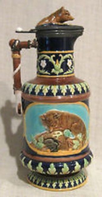 CR- GEORGE PULL  ENGLISH -  MAJOLICA STEIN NO. 3  SERVER