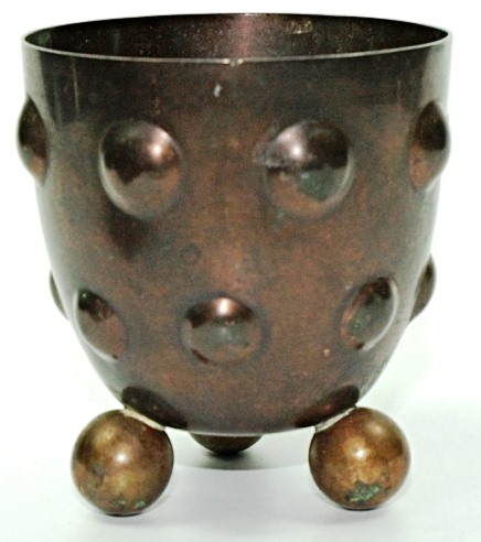SOS - A RDY - BALL FEET - COPPER BEAKER CALLED ART NOUVEAU  [NOT] ONLY 3.2 INCHES