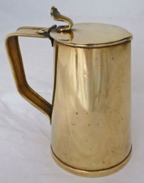 SOS - A RDY - SANDKEY - BRASS  - JOSEPH StANKEY VICTORIAN LIDDED TANKARD-JUG c.1890