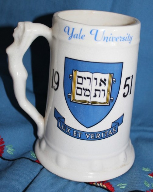 RMUGNAKED WOMAN HANDLE - Yale University Tankard Stein Mug 1951 LUX ET VERITAS