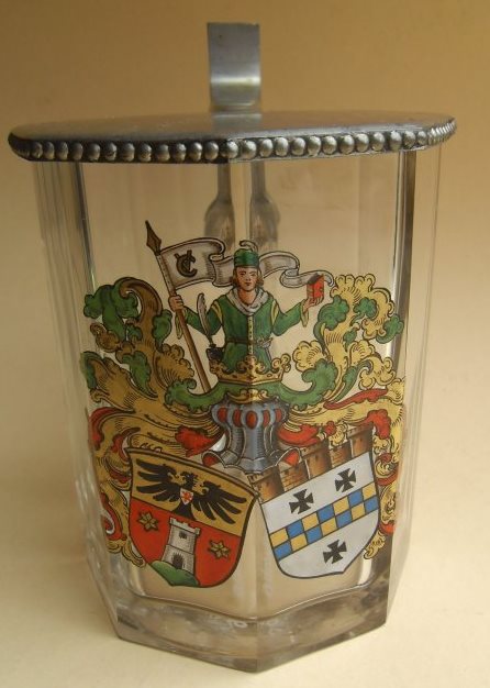 SOS - 6 SIDED GLASS NAMED TO A MEMBER OF A MAGIC CLUB  NOT DATED