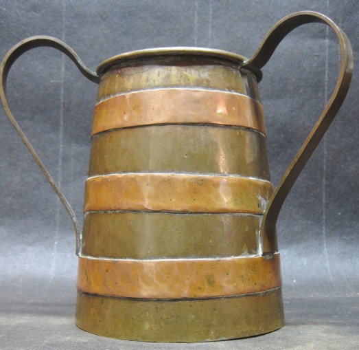 COPPER - BRASS RUSSIAN PASS CUP 10 IN. APPLIED BRASS BANDING