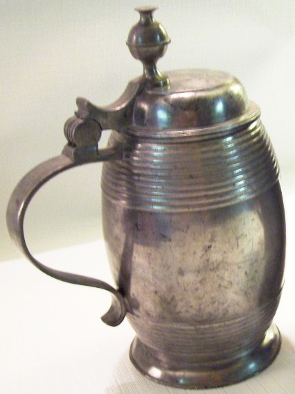 x!- BARREL - STEIN - PEWTER  CA 1840 - EX FWTD -