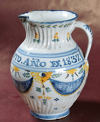 SOS - SPANISH FAYENCE PITCHER  DATED 1837