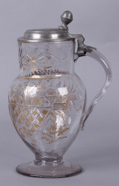 my second example of spanish 1600's  gilded blown glass tankard