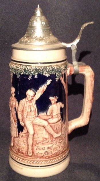 SOS - EBAY DUMB SHIT AD  SAID- German Beer Stein With Etched Silver Lid use