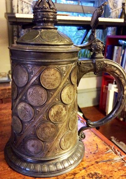 R- COIN  tankard dated 1891 - 12 IN.  tall.  ODY