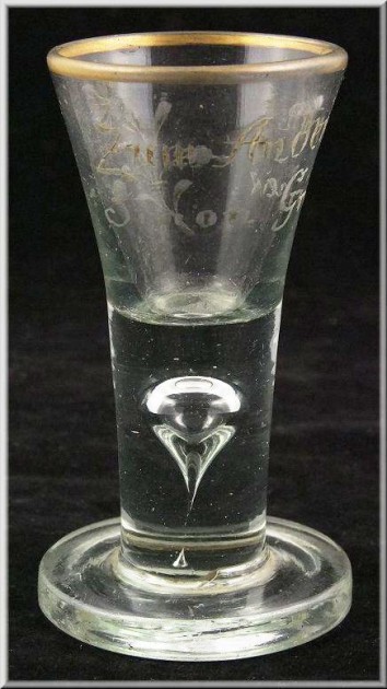 SOS - FIRUNG GLASS   - 18th Century German Memorial Engraved Firing Glass