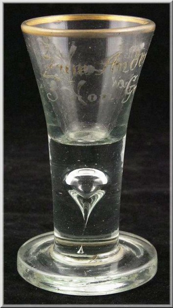 SOS - FIRUNG GLASS   - 18th Century German Memorial Engraved Firing Glass