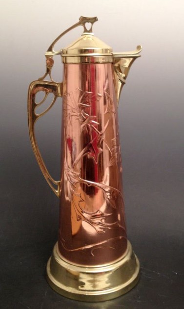 SOS -  - ART NOU  COPPER AND BRASS 19 FRIGGING INCHES TALL  GERMAN EBAY 5-14