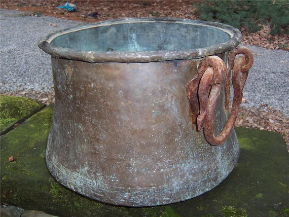 SOS  ARTS AND CRAFTS  - NOT - Mission Arts and Crafts Hammered COPPER KETTLE Pot Planter Industrial LARGE  ON ETSY  3-14