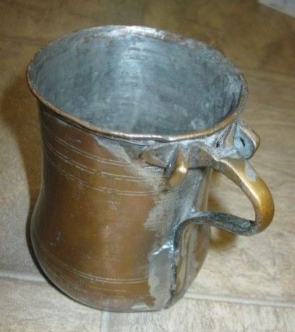 SOS - ARTS AND CRAFTS...  SO CALLED - A POS   EBAY  3-2014 Antique Arts Crafts Copper Brass Silver Hammered Mug Tankard -QUOTE -  NICE PIECE - NEEDS TO BE PPOLISHED