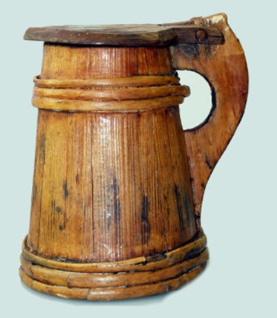 R- MARY ROSE, TANKARD FROM THE SHIP  --27 wooden tankards recovered from the Mary Rose were found distributed throughout the ship.