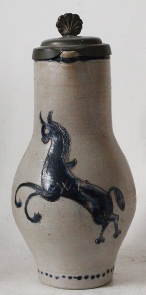 Early German Stoneware Beer Stein Enghalskrug Hessen c.1720s  9.5 INCH