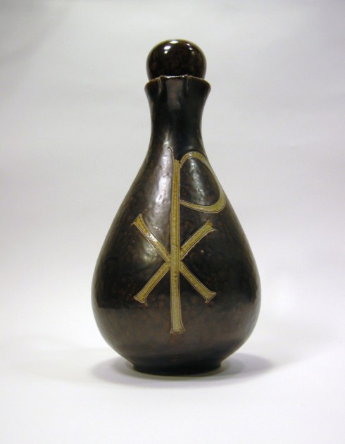 SOS - CHI  ROE, ON GERMAN NEW STONEWARE  FLASK - BOTTLE