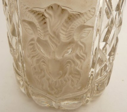 rbock face on pressed glass stein   go to l -1