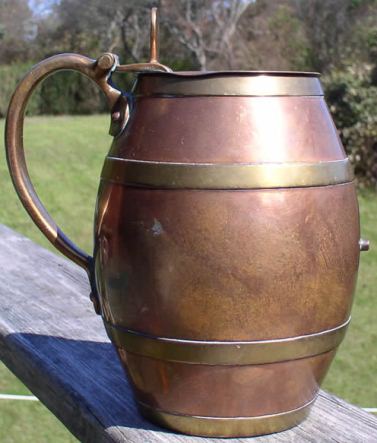 xBARREL - COPPER STEIN -RUSSIAN AA  WITH BRASS AND KNOB ON FRONT FOR - IS A QUESTION