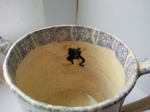 CR- FROG SURPRISE MUG  - Oddfellows mug , English,a pass cup with frog and  WITH  a bonus lizard -2