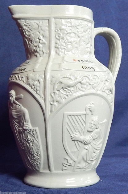 SOS - QUARTED ARMS  -3 V&B Alter Schankkrug von 1907 Villeroy & Boch Mettlach Nr.6 Top Zustand    WITH PAINT IN SAYING