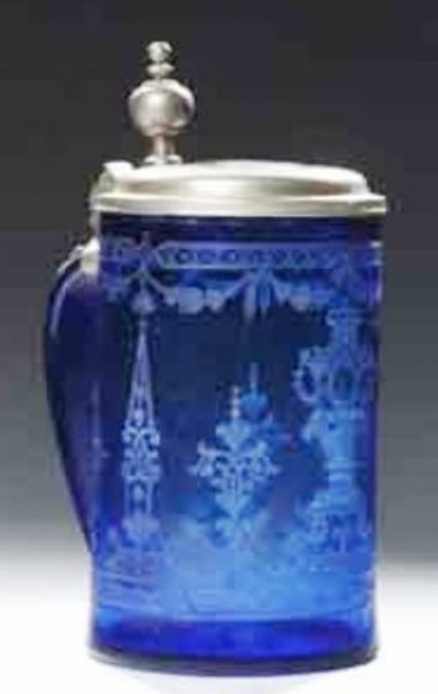 CR- COBALT BLUE GLASS NICE THUMBLIFT BUT NEW
