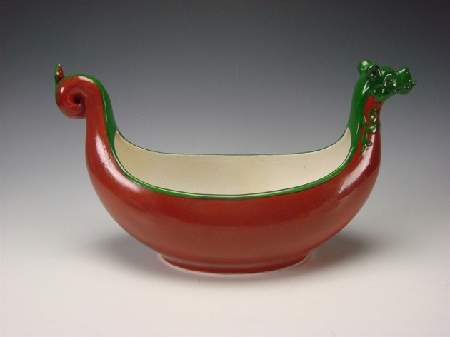SOS - DRINKING BOWL BY Rorstrand Swedish Pottery AS A Figural Norse Viking Ship