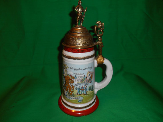 ### assholes abound One (1), Meissen, Porcelain Regimental Covered Beer Stein, with Lithophane Bottom, Pre WW1.  asking $400.00  on etsy  10-15