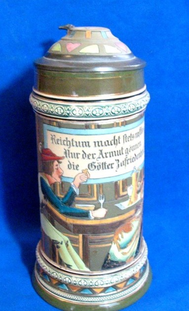 SOS - EBAY SELLERS NEED WORD DEFINITIONS STUPID FUCK CALLS IT CARRVED  EBAY   3-14  Art Nouveau Carved Gerz Lidded Stein