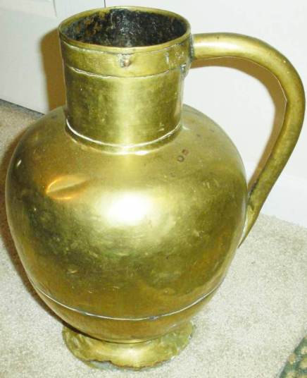 JUG - BRASS - WINE SERVER  DATED [16]76  LUBECK MARK  COST WAS $150  TOTAL -2