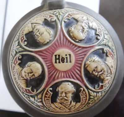 R- Anti semitic Beer Jug MUG HEIL Germany 1893 MUSTERSCHUTZ -4